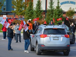 Unifor Local 1090 workers at Shorelines Casino Belleville went on strike Friday morning and set up a picket line across the gaming facility's entrance after rejecting the employer’s most recent contract offer by 84 per cent Monday. Labour talks continue. DEREK BALDWIN