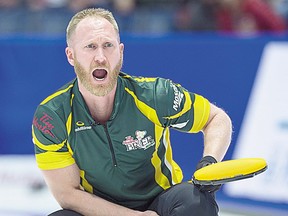 Sault Ste. Marie's Brad Jacobs (shown here) and his curling rink. lost 7-5 to Brad Mouat's team in the Grand Slam of Curling Masters event at the Sixteen Mile Sports Complex in Oakville on Sunday night.