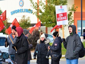 Shorelines Casino Belleville owners Great Canadian Gaming are seeking a court injunction to halt a picket line set up across the entrance to its Bell Boulevard premises since Friday by striking Unifor Local 1090 workers. Talks have broken down between bargaining committees for both sides. DEREK BALDWIN