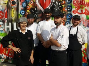 Shown from left are Fernanda Machado, Aaron Holmes, Brian Machado, Jordan Machado, Matt Harlick and Sonny Huynh of the Chatham Breakfast House & Grille Churrascaria. (Trevor Terfloth/The Daily News)