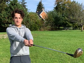 Golfer Jack Millard, 15, of Port Dover, a student at Holy Trinity Catholic High School in Simcoe, finished second earlier this month in the boys open division of the Central Western Ontario Secondary School Athletic Association (CWOSSAA) championship in Cambridge. – Monte Sonnenberg