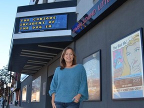 Roxy Theatre Executive Director Marcia Cunningham outside the theatre in downtown Owen Sound on Wednesday, Onctober 27, 2021. Owen Sound Little Theatre is preparing to welcome its first good-sized crowd back into th theatre for the first time since the beginning of the COVID-19 pandemic in March 2020 when The Curious Incident of the Dog in the Night-Time opens on Nov. 17.