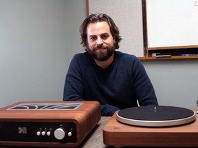 Noam Sugarman shows off the Dum Audio receiver and turntable.
PJ Wilson/The Nugget
