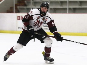 Chatham Maroons' Cameron Welch plays against the Leamington Flyers at Chatham Memorial Arena in Chatham, Ont., on Saturday, Oct. 9, 2021. Mark Malone/Chatham Daily News/Postmedia Network