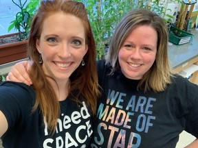 Ecole Champs Vallee School teacher Amanda Green (left) and Julie Arsenault of Michael Stembitsky School in Edmonton are sparking the love of science and sustainability in their students.