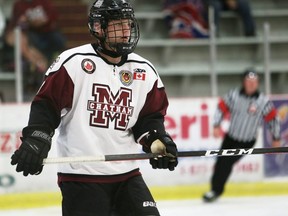 Chatham Maroons' Ryan McKim plays against the St. Marys Lincolns at Chatham Memorial Arena in Chatham, Ont., on Sunday, Sept. 26, 2021. Mark Malone/Chatham Daily News/Postmedia Network