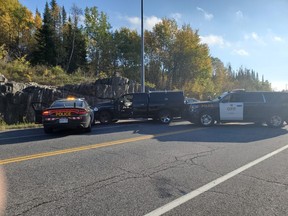 Kenora OPP say they have one person in custody after they failed to pull over for tailgating.