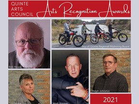 Quinte Arts Council recently announced the recipients of its annual Arts Recognition Awards. Among the award winners were photographers Bob House and Mark Hopper, local artist Lisa Morris, local arts enthusiast and philanthropist Ralph Johnston, and the Bay of Quine Regional Marketing Board for their outstanding support of the Quinte region. SUBMITTED PHOTO
