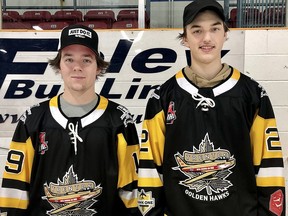 Jordan Fuller and Parker Petruniak are the newest members of the Trenton Golden Hawks, currently ranked No. 1 among the Canadian Junior Hockey League's 125 teams. The G-Hawks ran their undefeated record to 8-0 with a 7-5 win over the Caledon Admirals Thursday in Caledon. SUBMITTED PHOTO