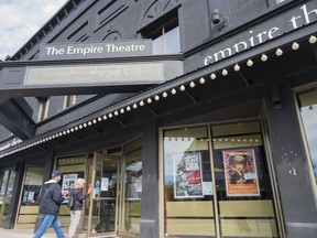 Moviegoers walk towards the Empire Theatre Wednesday afternoon to watch a screening of "Jump Darling" a film being played in part of the Quinte Film Alternative festival in Belleville, Ontario. ALEX FILIPE