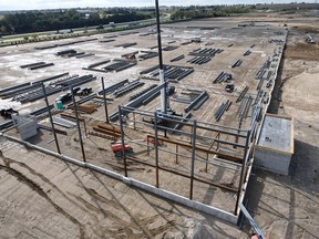 A photo taken from a drone shows the new distribution plant under construction in Brant County for the Ford Motor Co. of Canada.
