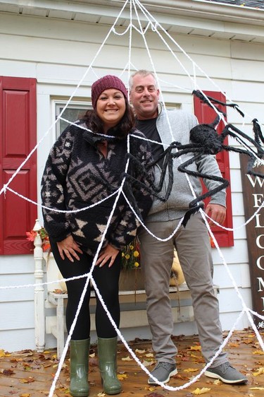 Jacklyn Azzopardi and Jason Spencer, new to Waterford, decked out the front of their Main Street house in celebration of Pumpkinfest. Michelle Ruby