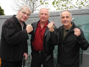 Gary Summerhays (left) is joined by his brothers, Terry and John, during a dedication ceremony in 2013 for the Brantford Walk of Fame. Gary died Tuesday at age 72.