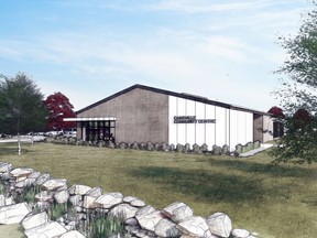 An artist's sketch of the new Cainsville community centre, which will be built County Road 18 and Ewart Avenue, near the new Cainsville fire hall. Nicholson Sheffield Architects Inc.