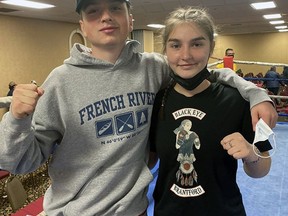 Liam Welch and Kelsie MacPhee of the Brantford Black Eye Boxing Club.