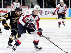 Dylan Robinson (5) was traded by the Windsor Spitfires to the Sudbury Wolves.
