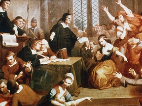 A painting from the Salem Witch Museum depicts a trial of a man accused of being a witch. An hallucinogenic fungus may be behind the hysteria that sparked the trials, writes columnist Tim Philp.