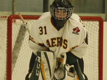 Kaleb Griffin gets the start in net for Athens in the 2021-2022 regular season home-opener.
Tim Ruhnke/The Recorder and Times