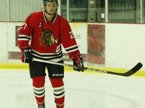 Brockville Braves forward Luke Tchor, shown here at the Memorial Centre earlier this season, scored twice and was named first star in Brockville's 5-2 win in Cornwall on Thursday night. File photo/The Recorder and Times