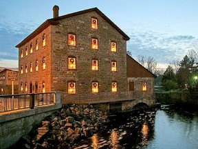 Christmas Lights at the Old Stone Mill, National Historic Site of Canada in Delta, one of nine buildings featured in this years Queen's Park Picks for World Architecture Day.