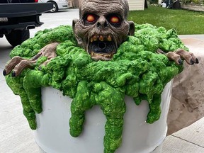 This toxic ghoul is one just one of the scary figures set designer Gerry Harvieux created for the Tilbury Auto Mall drive-thru haunted house being held Oct. 30. Handout