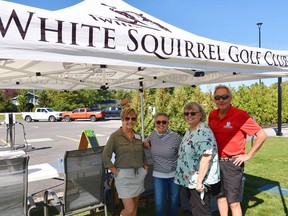 The Huron County Food Bank Distribution Centre held its first fundraising golf tournament Oct. 1 at the White Squirrel Golf Club south of St. Joseph. The event raised more than $15,000. From left are Karen Hodgins, Lanna  O'Leary, Distribution Centre executive director Mary Ellen Zielman and White Squirrel owner Mac Voisin. Handout