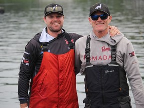 The Cornwall-based father and son team of William Lecky (left) and Scott Lecky, standing on their boat at the weigh-in area at Marina 200, at the Franny Cup. Photo on Sunday, October 3, 2021, in Cornwall, Ont. Todd Hambleton/Cornwall Standard-Freeholder/Postmedia Network