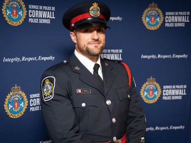 Cst. Gabriel Perreault, recipient of the Preservation of Life Board Award of Excellence during the 26th annual CPS and CPA Retirement Recognition Evening. Handout/Cornwall Standard-Freeholder/Postmedia Network