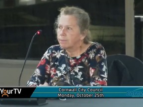 Iakonikonriiosta, the Akwesasne's Native North American Traveling College's executive director, speaking to Cornwall City council on Monday October 25, 2021. Handout/Cornwall Standard-Freeholder/Postmedia Network