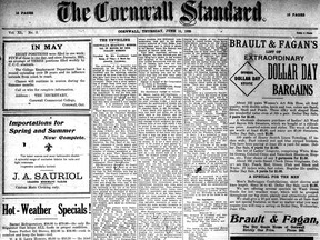 The front page of the June 25, 1925, Cornwall Standard.