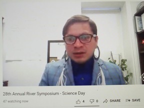 Abraham Francis, environmental services manager with the Mohawk Council of Akwesasne, in a screen shot from Science Day at the symposium. Handout/Cornwall Standard-Freeholder/Postmedia Network