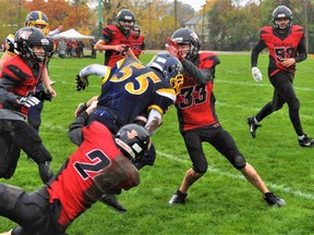 The Cornwall Wildcats' Bantam team also managed to defeat the Bell Warriors, 15-0, on Sunday October 31, 2021 in Cornwall, Ont. Francis Racine/Cornwall Standard-Freeholder/Postmedia Network