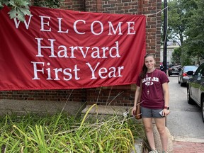 Handout/Cornwall Standard-Freeholder/Postmedia Network
Gabrielle Davidson Adams has settled in for the 2021-22 academic year at Harvard University in Cambridge, Mass.