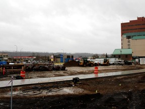 Constructions completion of the park at Franklin Avenue and Main Street has been delayed until Summer 2022. Laura Beamish/Fort McMurray Today/Postmedia Network