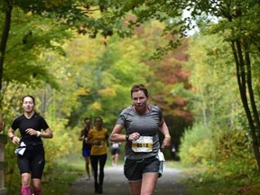 Janet Goddard running at the qualifying marathon. Submitted