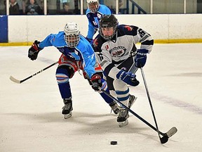 Aidan Proderick of the Loyalist Township Minor Hockey Association, plays in the On The Beach Classic hockey tournament in Tampa, Fla., in 2020 prior to the COVID-19 global pandemic.