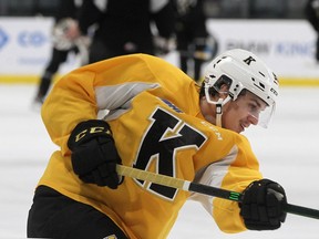 Kingston Frontenacs forward Maddox Callens at practice at the Leon's Centre on Wednesday.