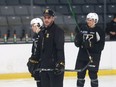 Kingston Frontenacs head coach Luca Caputi on the ice at practice at the Leon's Centre on Wednesday October 6, 2021.