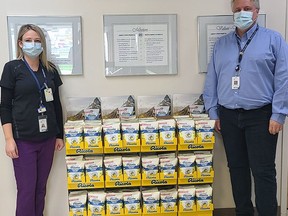 Thanks to a generous donation from Ricola Canada and FUSECreate,  all staff at both the Englehart and Kirkland Lake Sites of Blanche River Health have been provided with Ricola lozenges for the up and coming cough & cold season. BRH says " thank you to @ricola_ca and @fusecreateto for this generous donation. Pictured: Janik Lapierre (DI Technologist) and Sean Conroy (President & CEO).