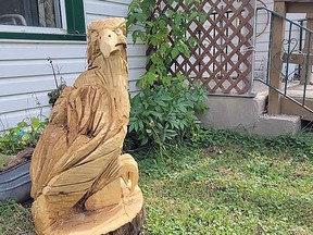 The statue was taken right from the front yard of the Oldfords. If you have any information as to the whereabouts of the statue contact the RCMP of MFNPS. (supplied photo)