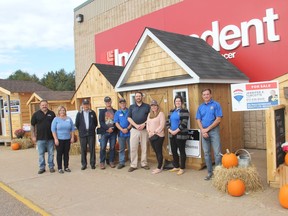 Project Playhouse, a fundraising initiative of the Rotary Club of Petawawa, is currently taking place. The playhouses up for grabs are on display outside of Hyska's Your Independent Grocer in Petawawa. Tickets for the draw for the playhouses are on sale until Oct. 17 at noon or until the 2,000 tickets sell out. In the photo are Rotary Club members and some of the project's sponsors and supporters. From left, Steve and Valerie Hyska, Rotarians Ed Chow, Patrick Tighe and Al Freethy, Bart Neville (Centure 21), Jessica Brooks (Remax) and Rotarians Kayla Millar and Gary Serviss. Anthony Dixon