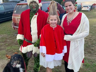 The Bennett Family, dressed as Grinch/Whoville characters won second place in the in the family costume contest at the Spooky Movie Night at the Skylight Drive-in.