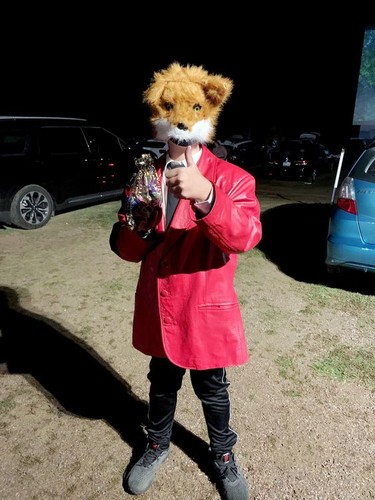 Hudson Tudor won second place in the kids' costume contest at the Spooky Movie Night at the Skylight Drive-in for his Fantastic Mr. Fox costume.