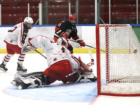 Pembroke Lumber Kings' defenceman Zac Correia scored his first goal of the season Sunday night, beating the Cornwall Colts' Alex Houston seven minutes into the third to start Pembroke's comeback on the way to a 4-3 overtime win at PMC.