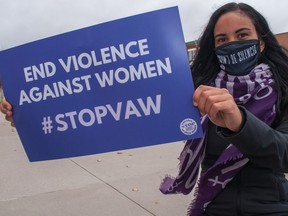 Thea Symonds, co-ordinator of the Stop Violence Against Women co-ordinating committee of Perth County, said three separate events planned in Stratford, Listowel, and St. Marys next month will give more people in the region than ever a chance to stand against gender-based violence. (Chris Montanini/Stratford Beacon Herald)