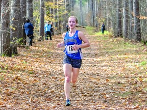 WINS GOLD: Hannah Heimonen of Superior Heights C.V.S. captured the gold in the senior girl's six-kilometre division with a time of 25:26.80 at the high school city cross-country championships held last week at Hiawatha Kinsmen Park. The top five finishers in each division proceed to the 2021 NOSSA cross-country championships on St. Joseph's Island. Story on Page B2. BOB DAVIES/FOR SAULT THIS WEEK