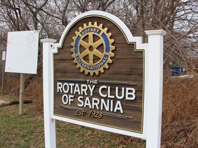 The sign outside the office of the Rotary Club of Sarnia is shown in this file photo.