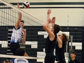 The SGCHS Panthers senior boys volleyball team was defeated 3–2 (sets) by the Lillian Osbourne Legends in the Metro Edmonton High School Athletics Division 2 Finals on Tuesday, Nov. 9, 2021. Photo by Kristine Jean/Postmedia.