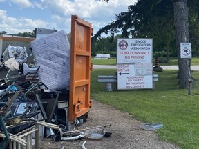 Two people are facing charges after items were stolen from the donation bin operated by the Simcoe Firefighters Association on Davis Street in Simcoe. SIMCOE REFORMER FILE PHOTO