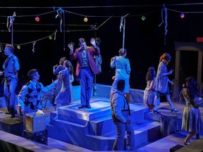 YES Theatre cast members perform a scene from the musical Merrily We Roll Along during the YES Theatre Summer Festival in 2018. The group has plans to open the Refettorio, a performance and community space located downtown in close proximity to Place des Arts, the Sudbury Theatre Centre and eventually, The Junction.